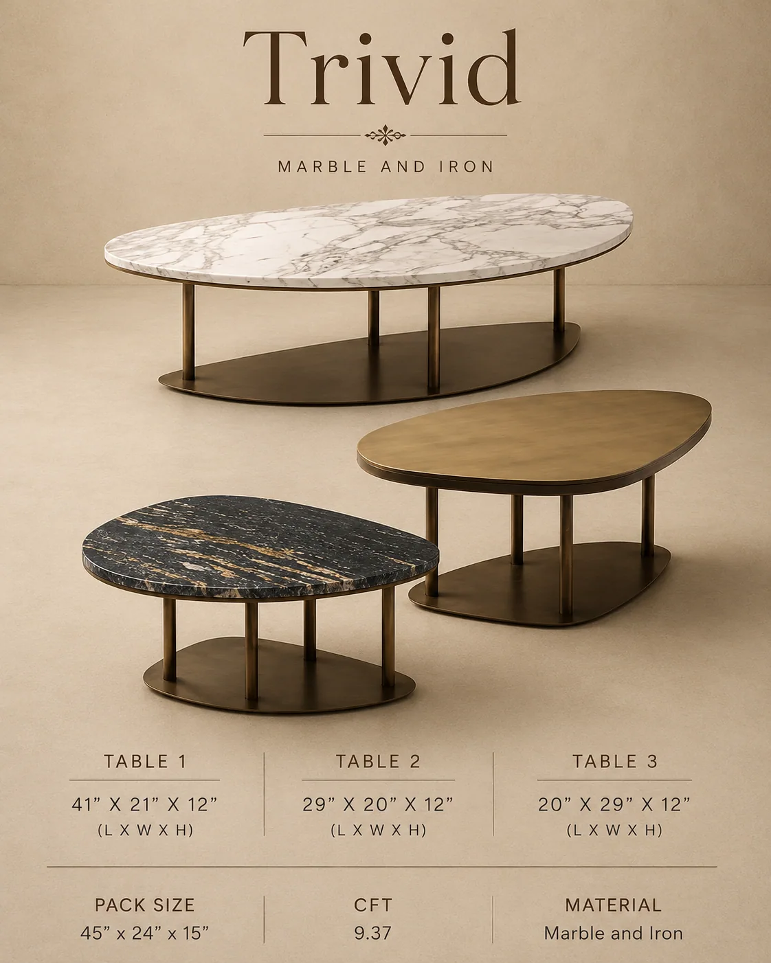 Trio, Nesting marble tables