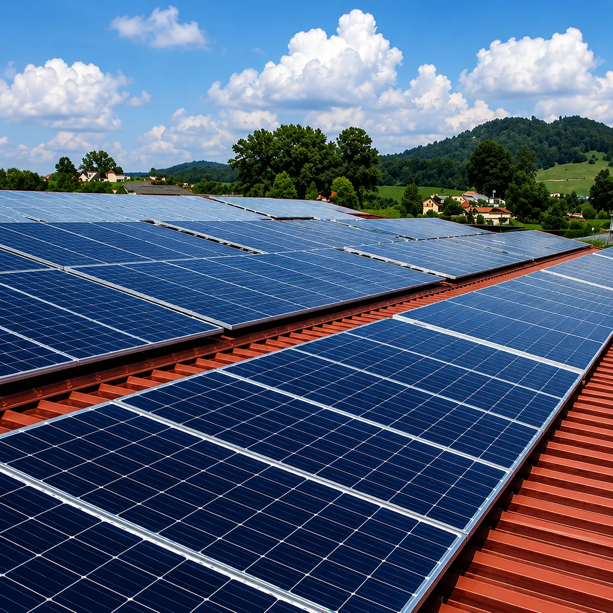 Rooftop solar array at the HomeEdge manufacturing campus